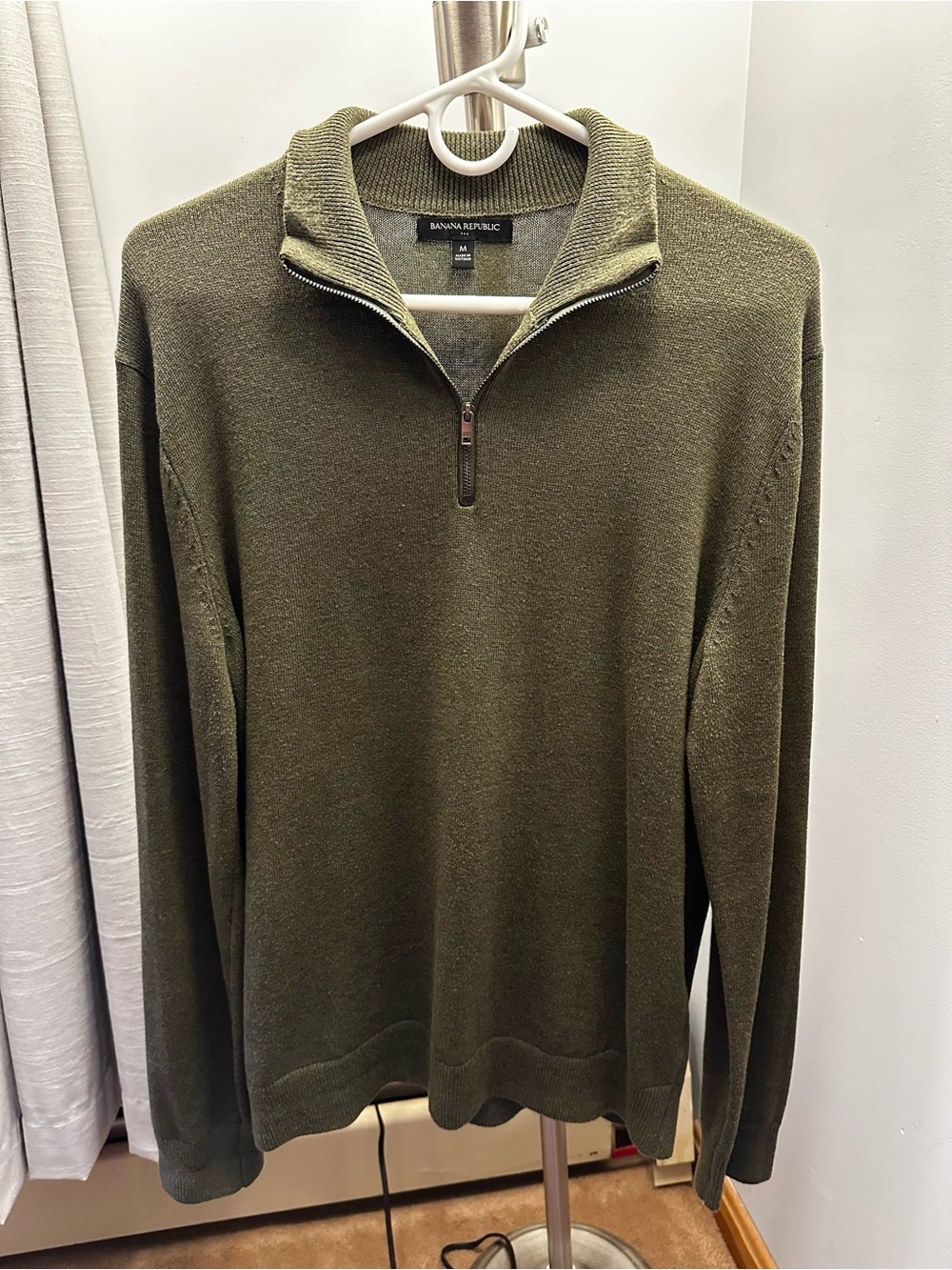 Men's Olive Quarter-Zip Sweater